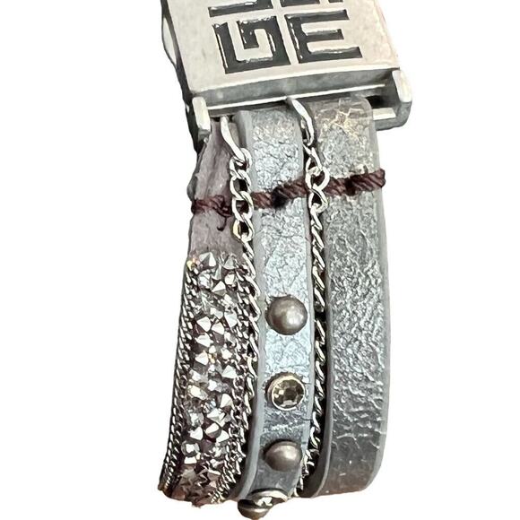 Goodworks Thankful Blessed Leather Chain Magnet Bracelet 7" - Picture 9 of 12